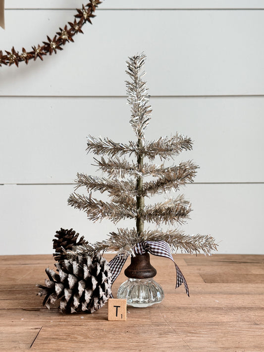 Vintage Glass Knob Tinsel Tree