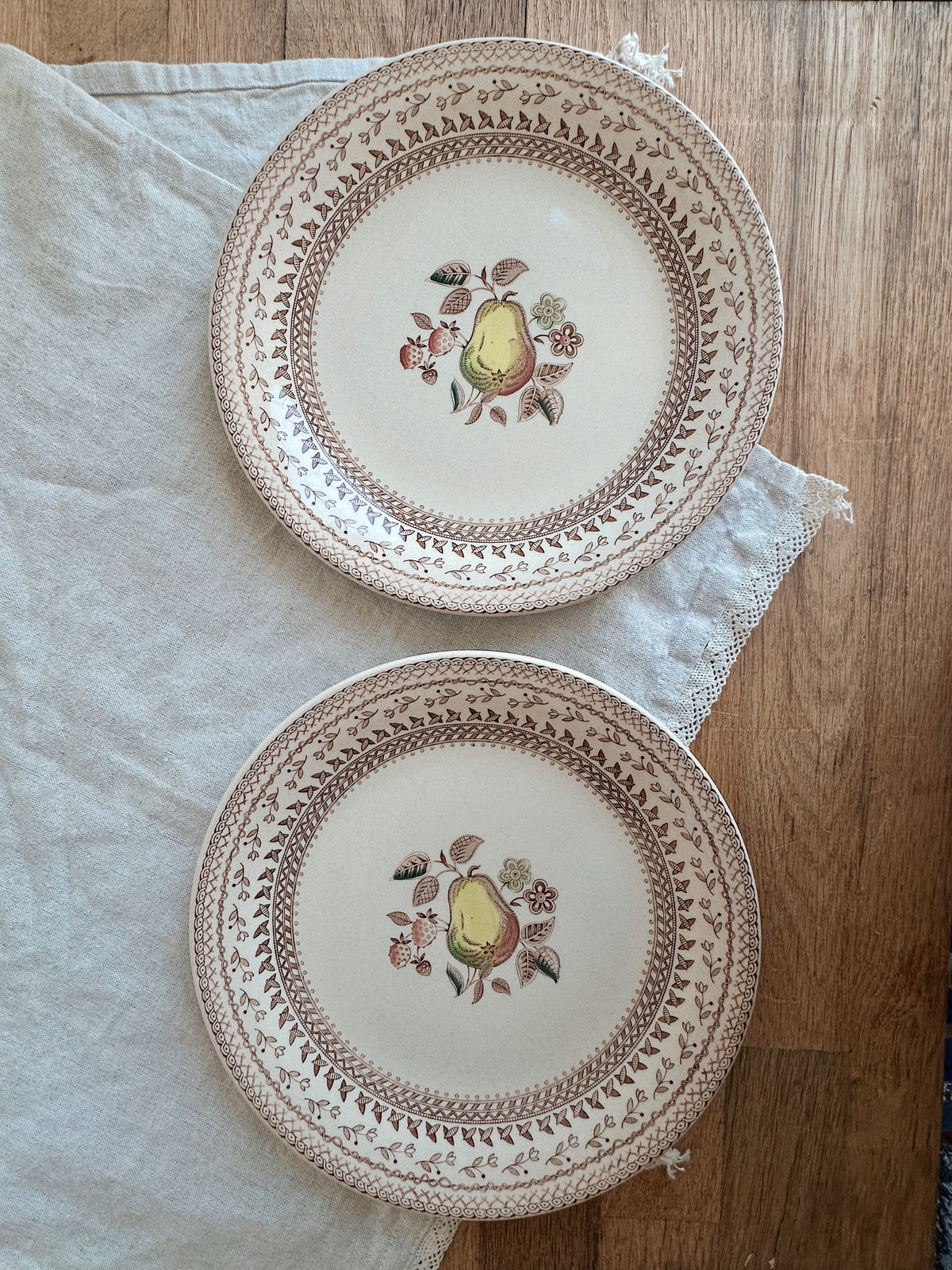 Pair of Vintage Johnson Bros “Fruit Sampler” Dinner Plates