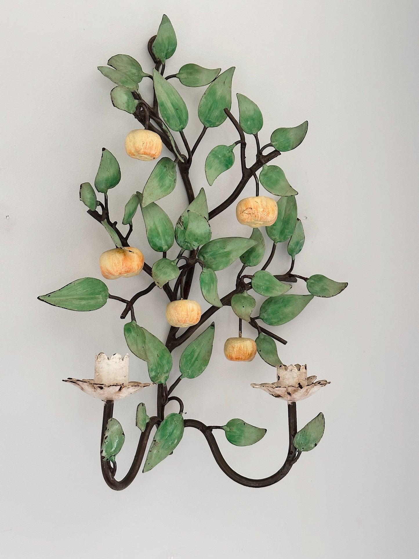 Vintage Toleware Wall Double Candle Sconce