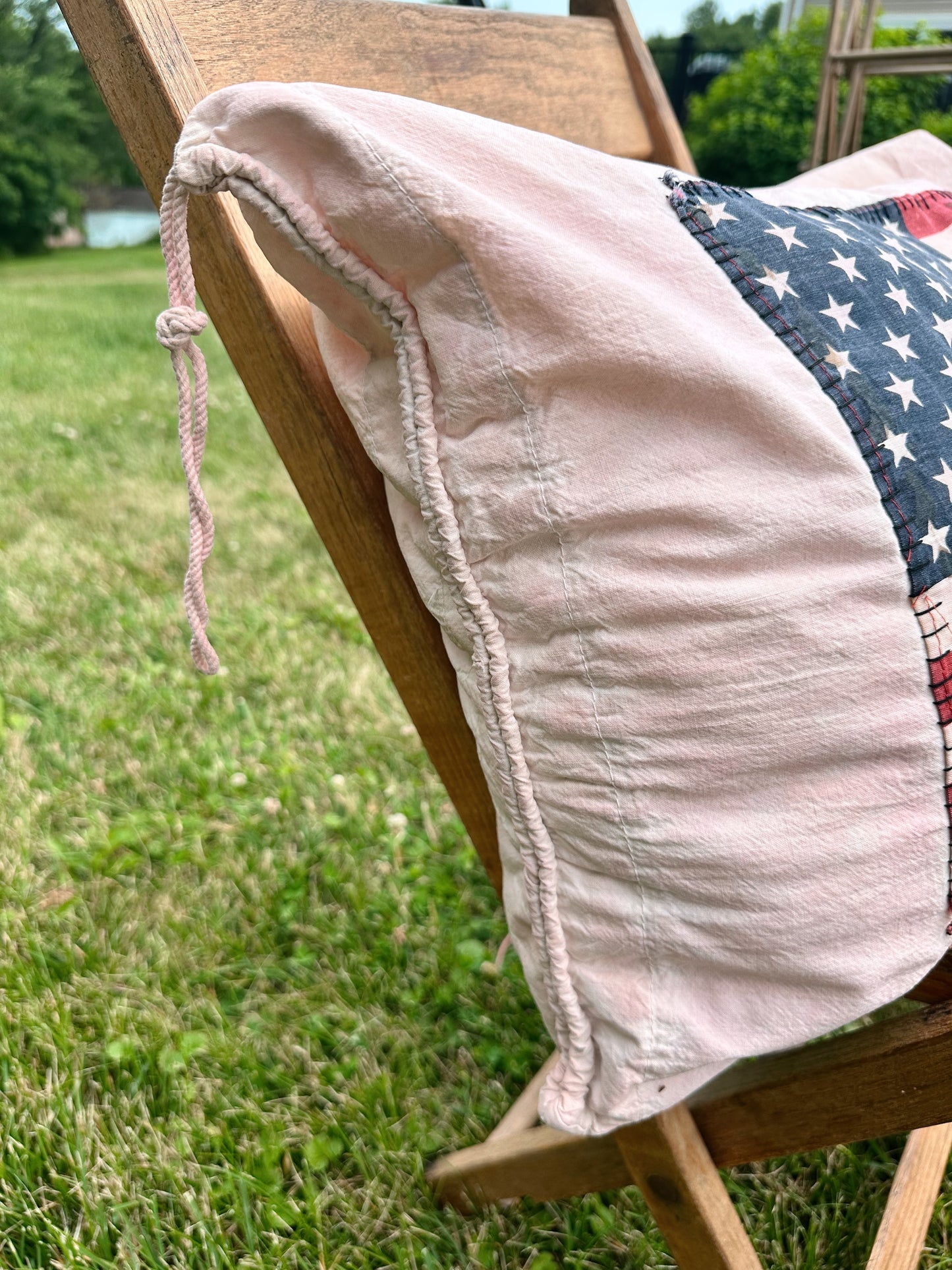 Handmade Feed Sack Flag Pillow