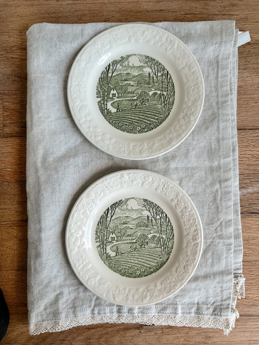 Pair of Taylor, Smith & Taylor Pastoral Dessert Plates