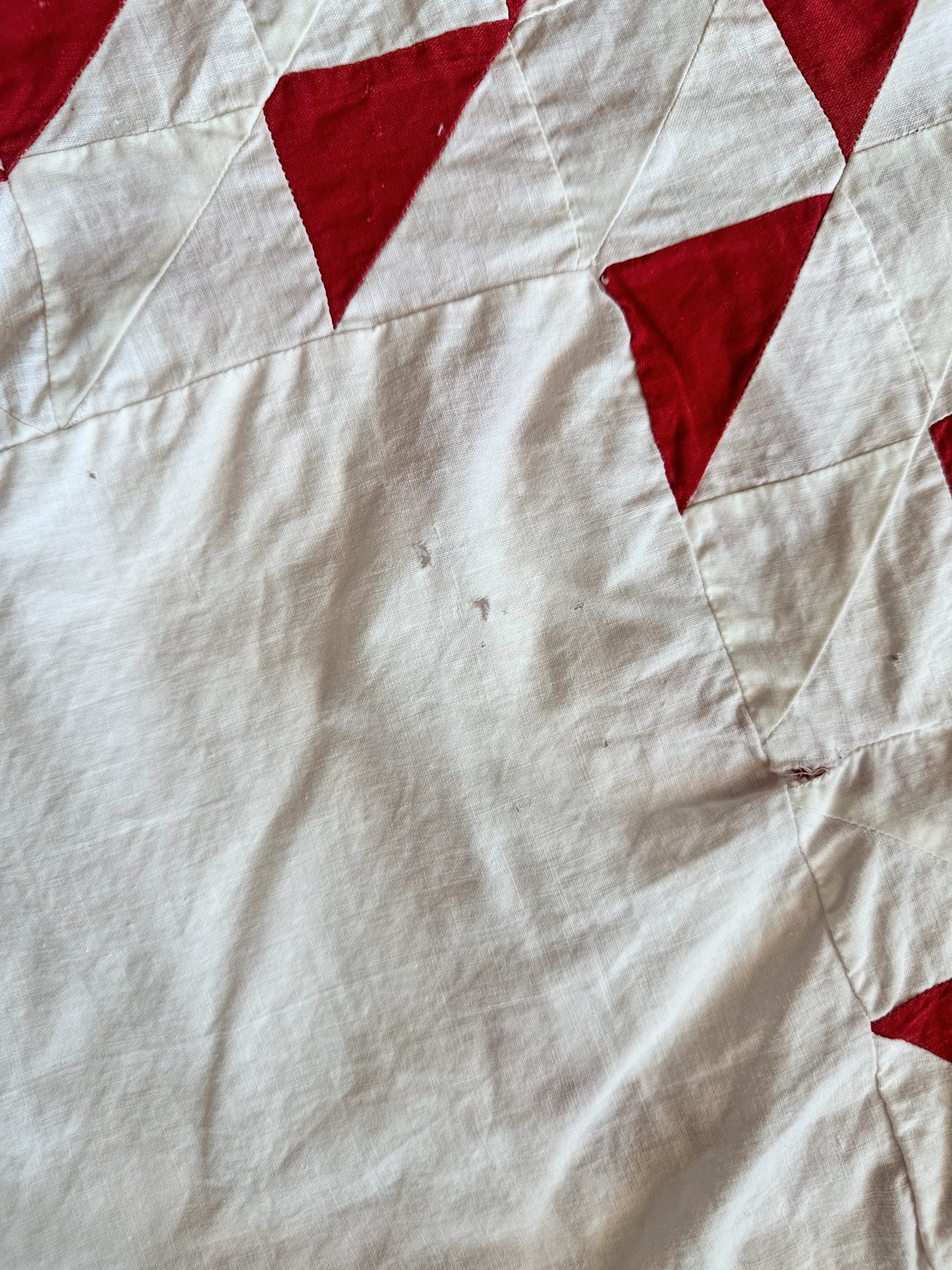 Antique Hand Pieced Turkey Red & White Sawtooth Quilt Top