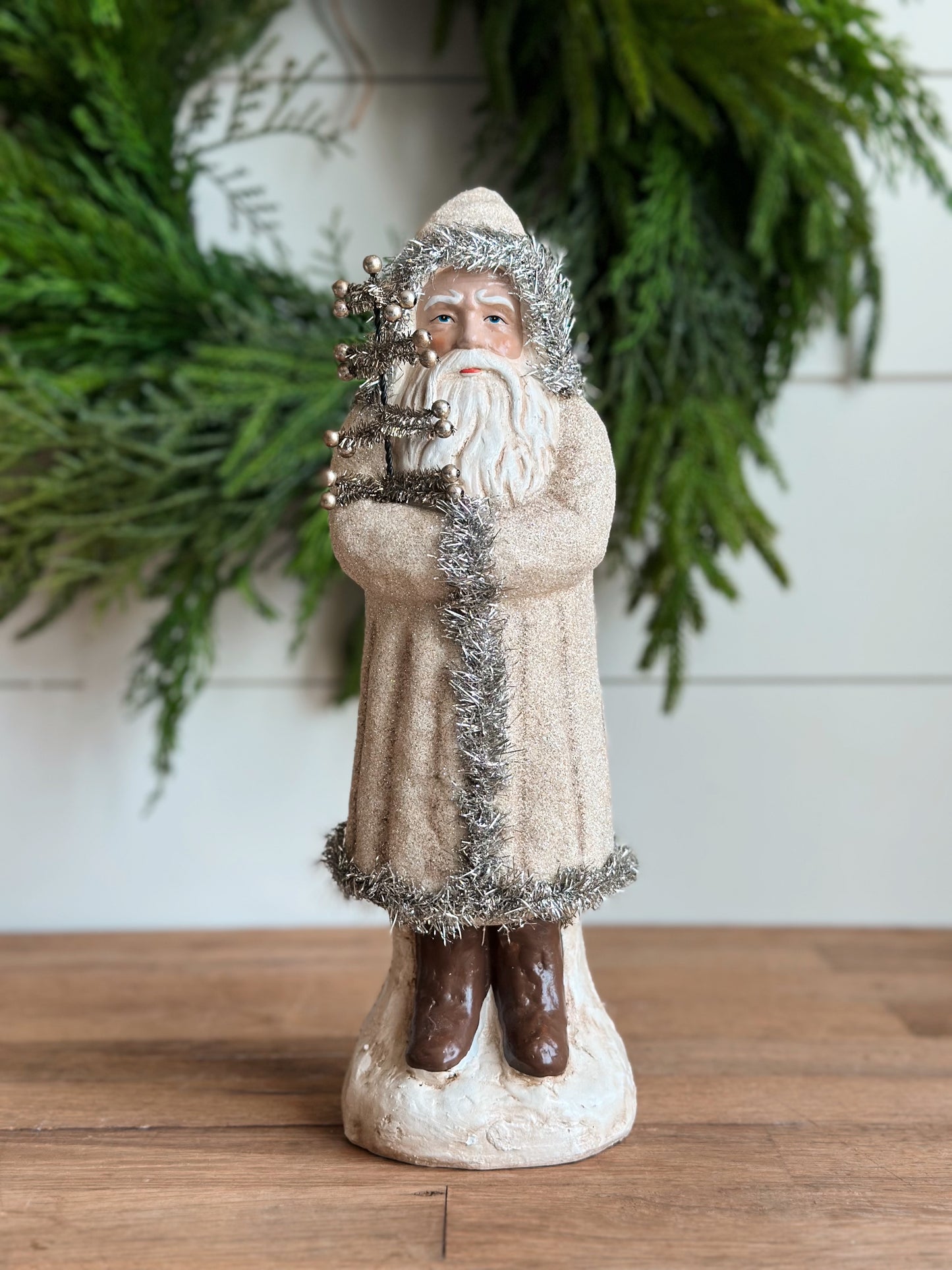Old World Tinsel Santa Claus