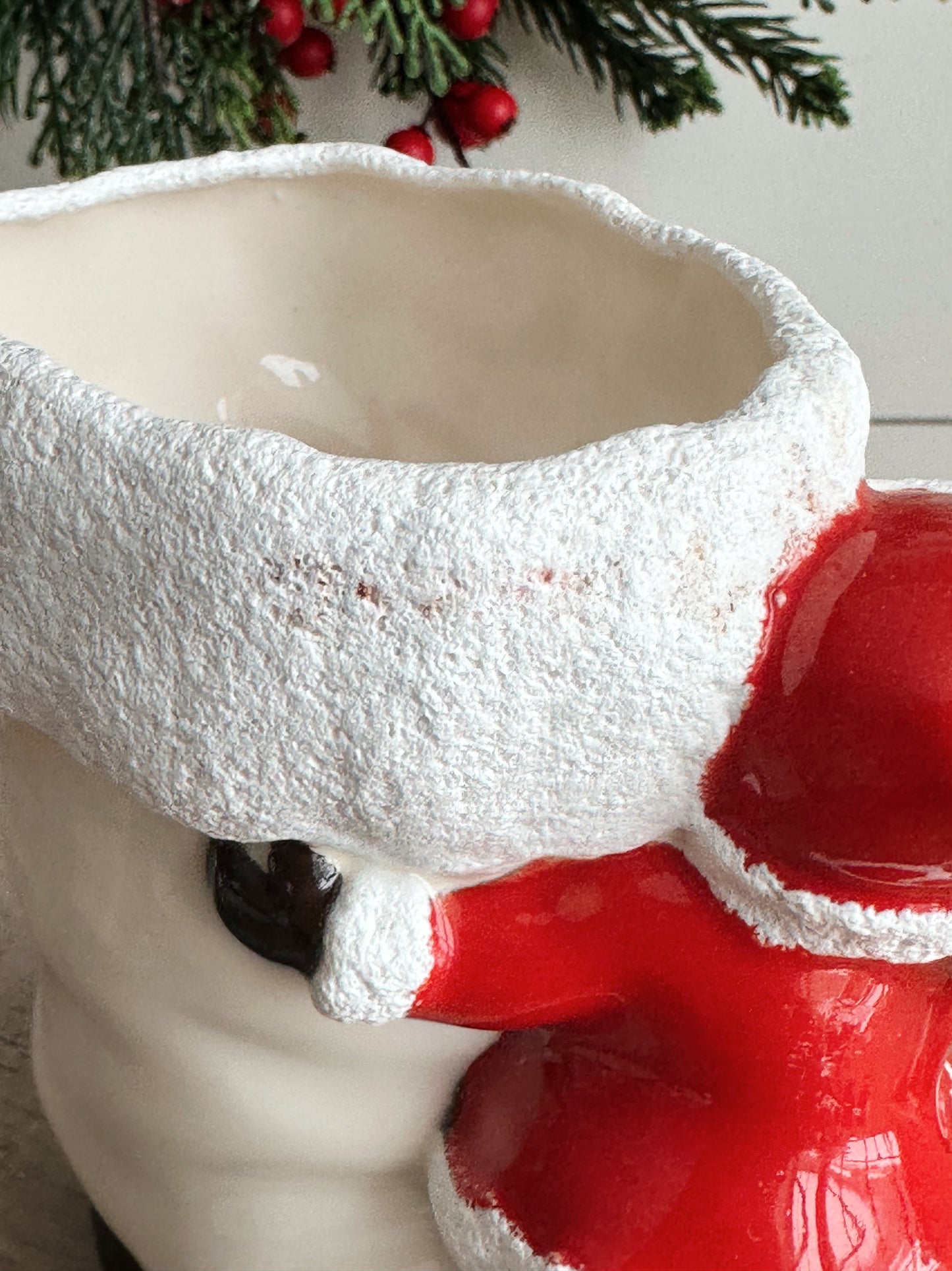 Vintage Boot with Hugging Santa