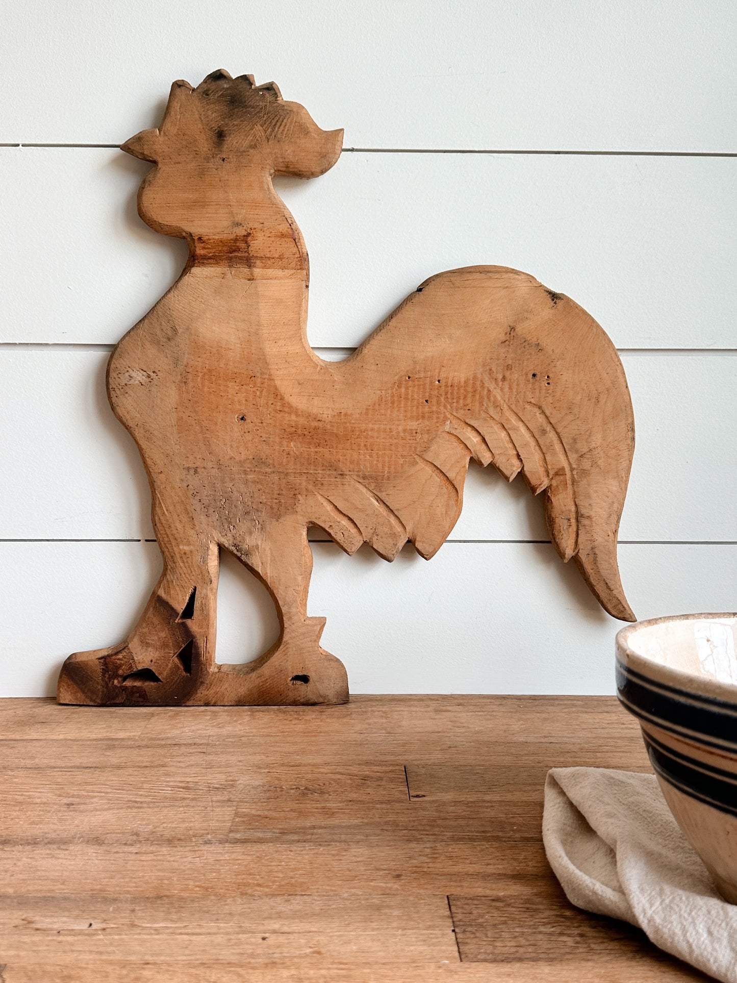 Hand Carved Vintage Wooden Rooster