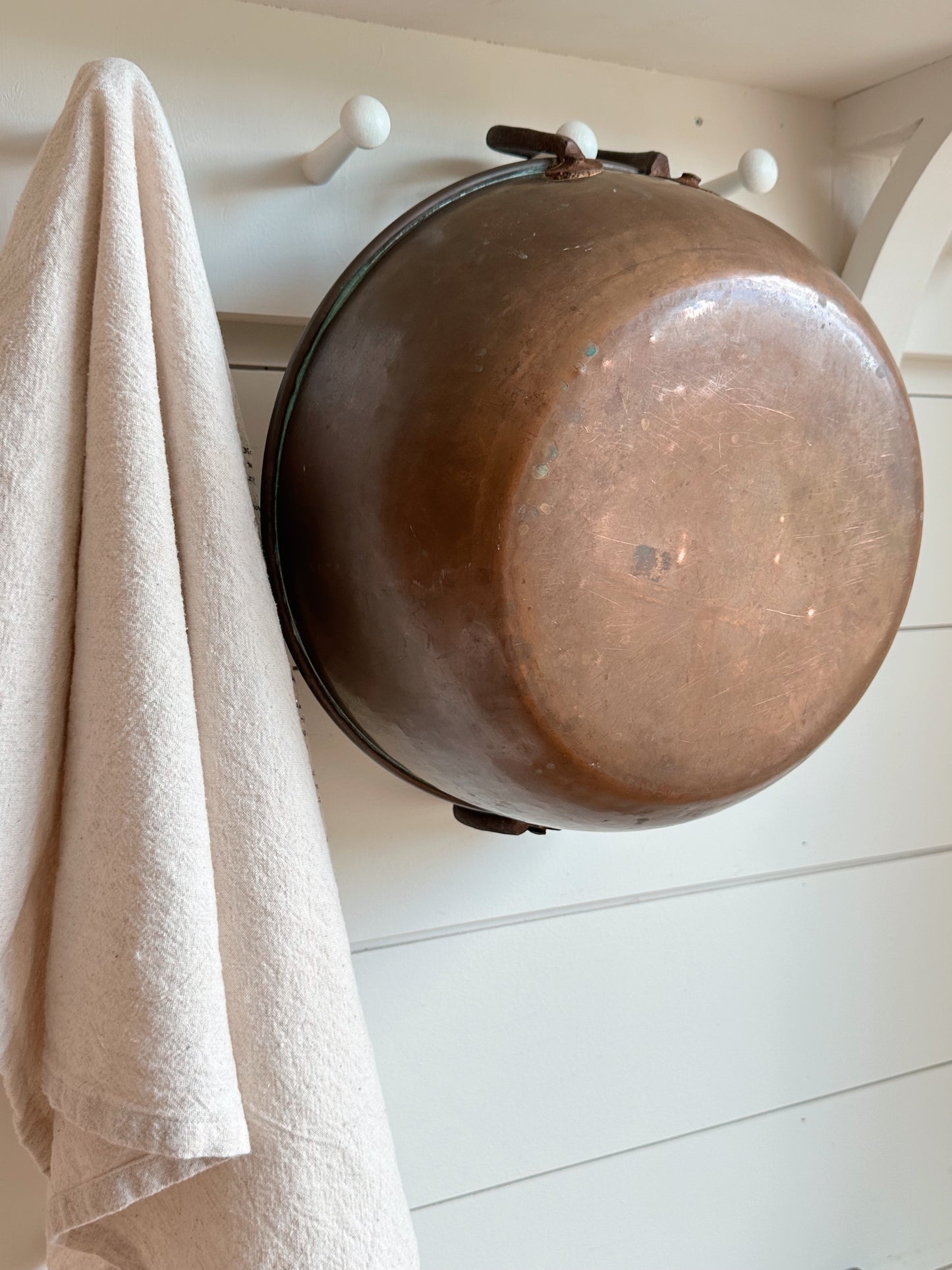Antique Copper Mixing Bowl with Wrought Iron Handles, c. 1900