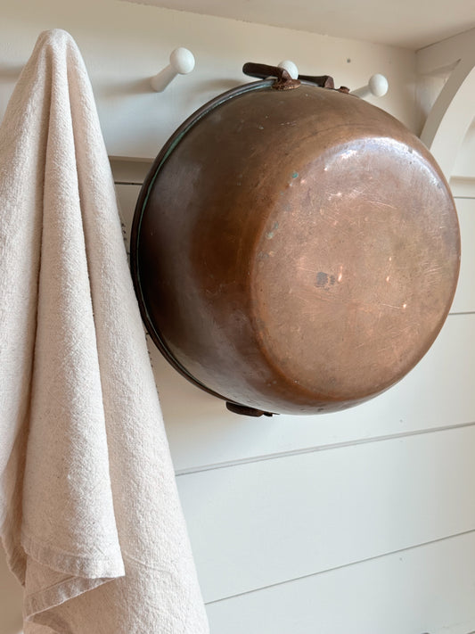 Antique Copper Mixing Bowl with Wrought Iron Handles, c. 1900