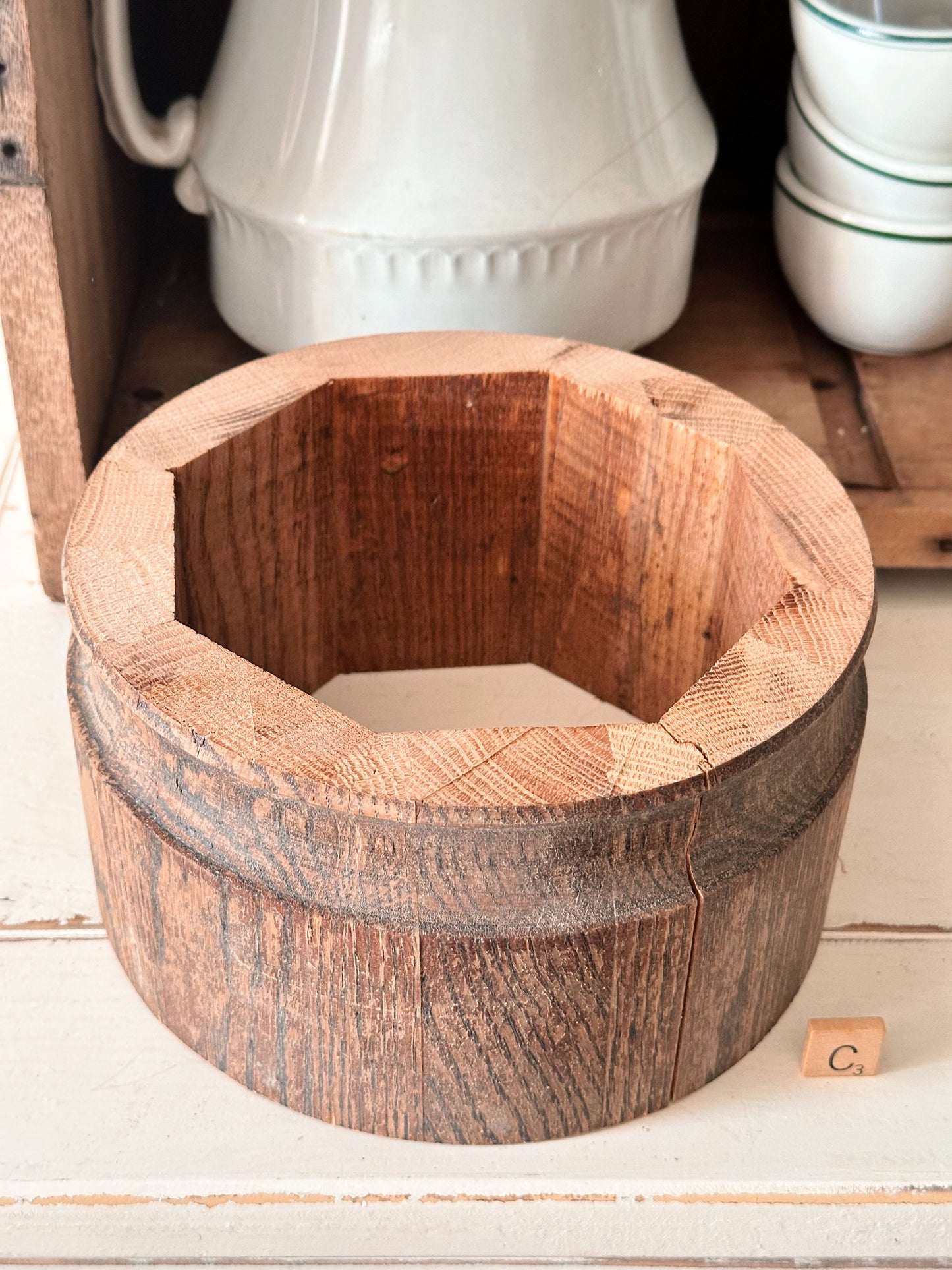 Salvaged Wood Riser, Plant Collar