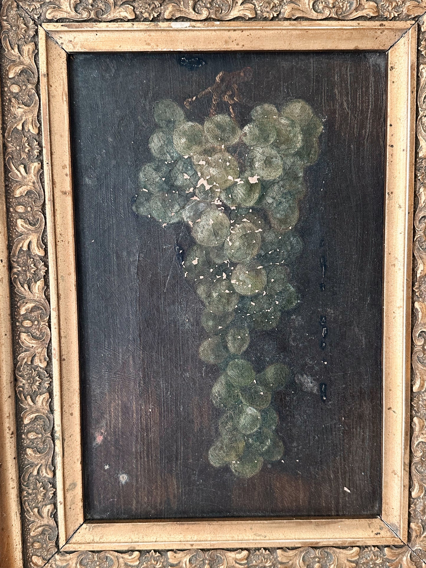 Original Antique Moody Painting of Grapes, Signed & Dated