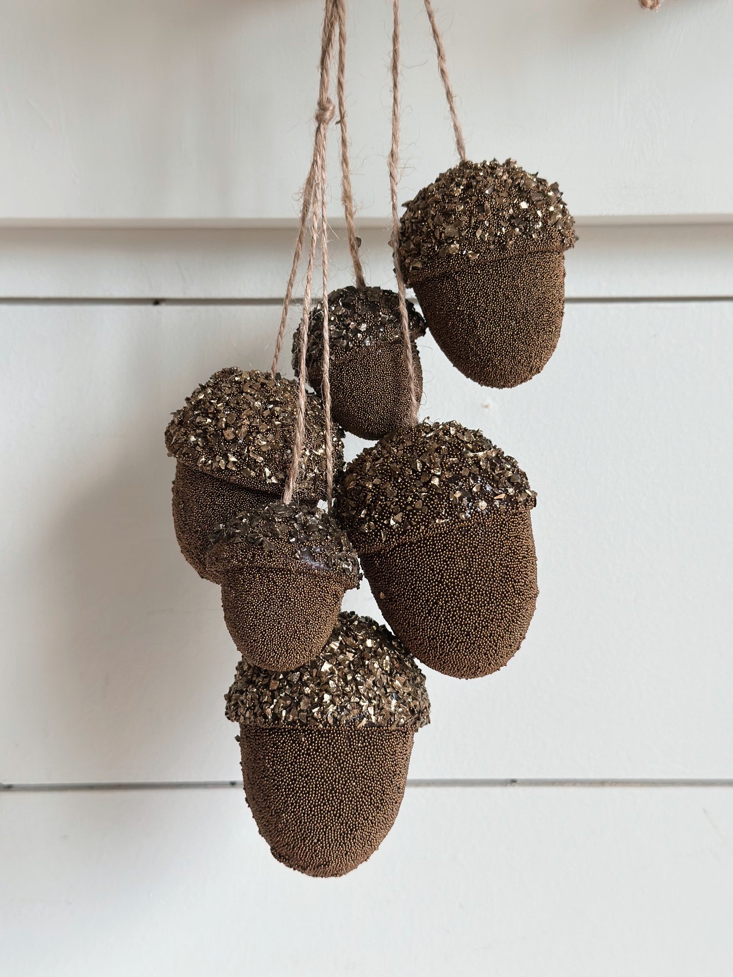 Beaded Glitter Acorn Ornament Cluster