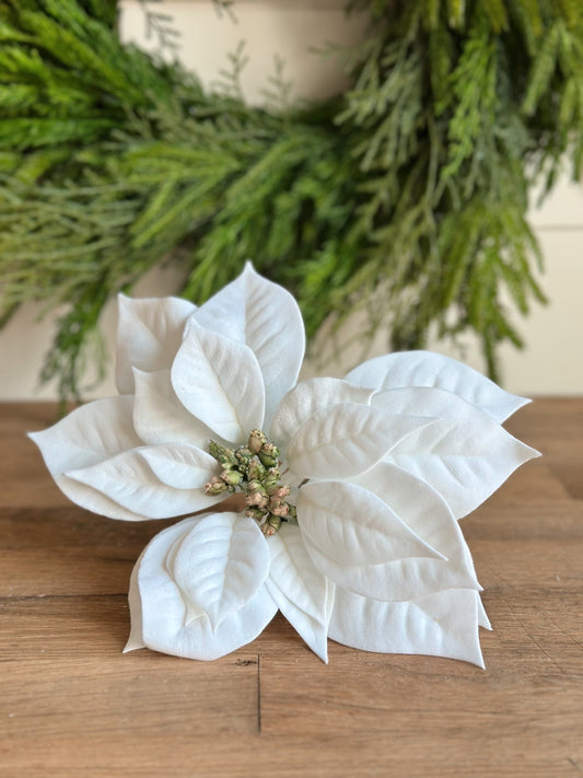 Velvety White Poinsettia Picks