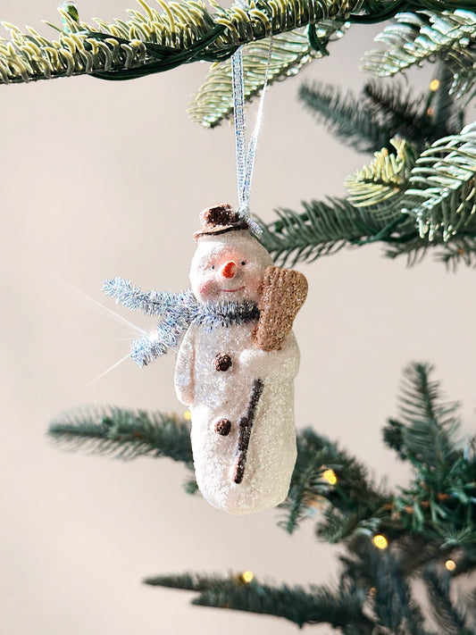 Set of Two Sparkling Snowman Ornaments