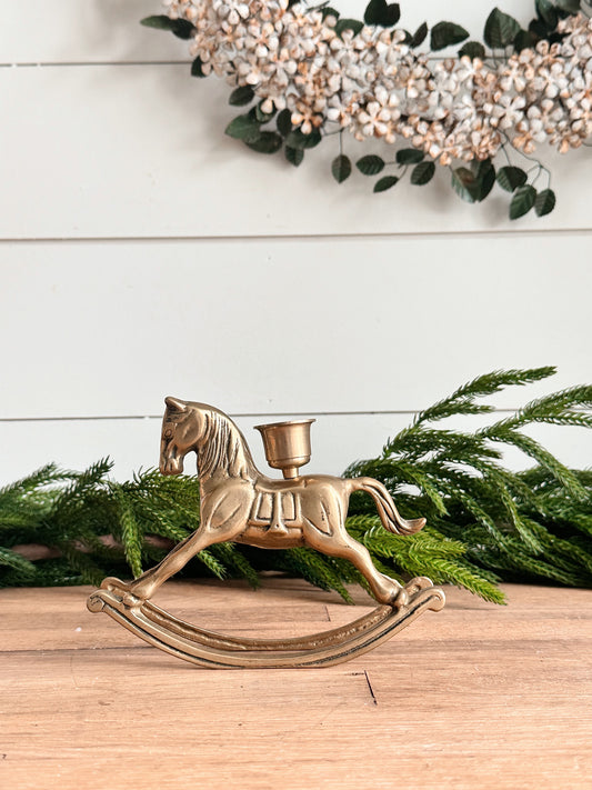 Vintage Brass Rocking Horse Candleholder