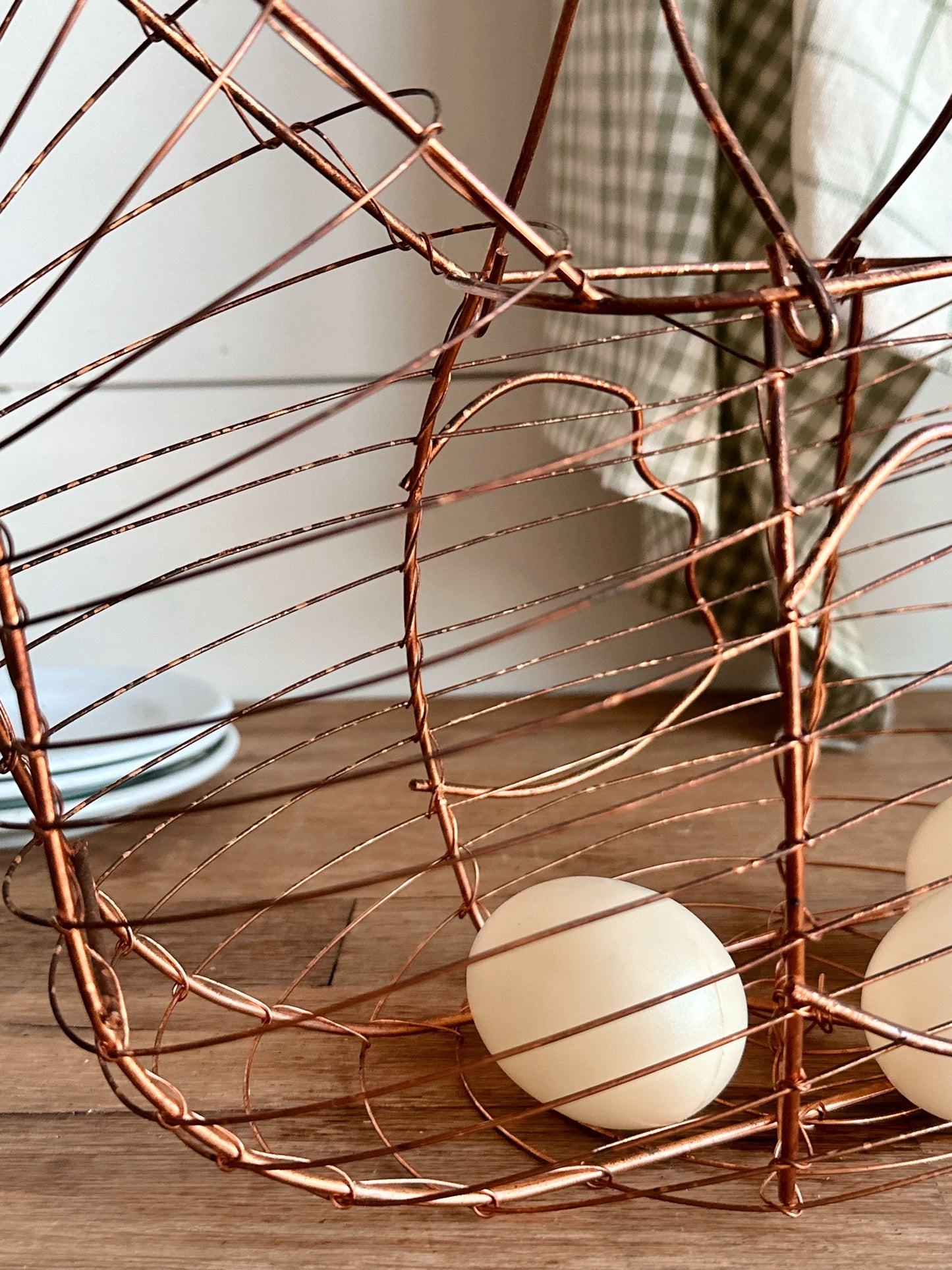 Vintage Copper Hen Egg Basket