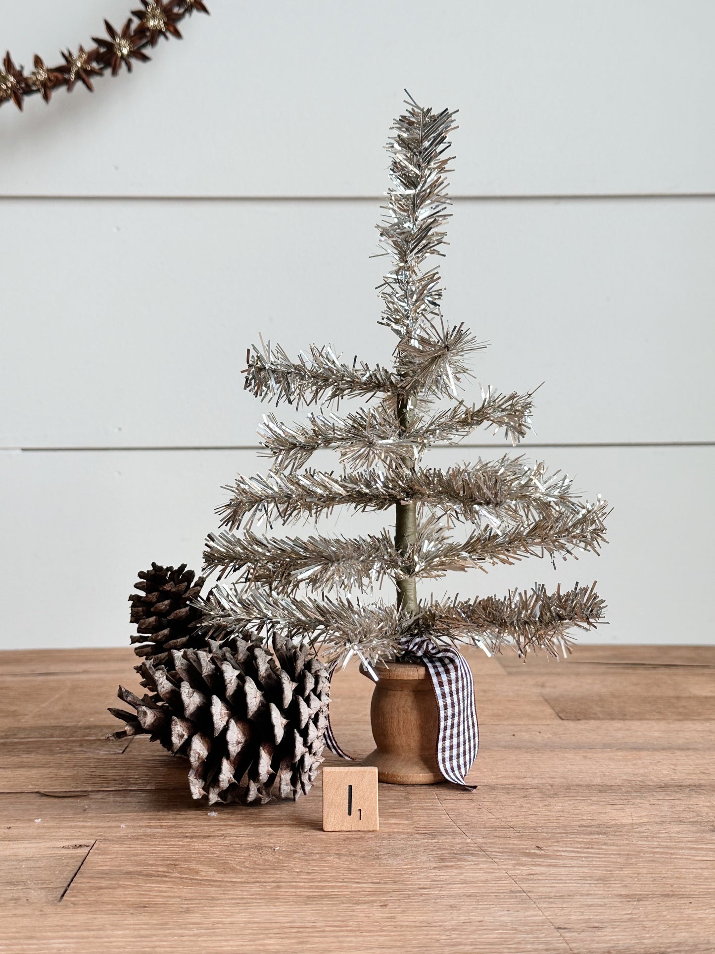 Vintage Wood Spool Tinsel Tree