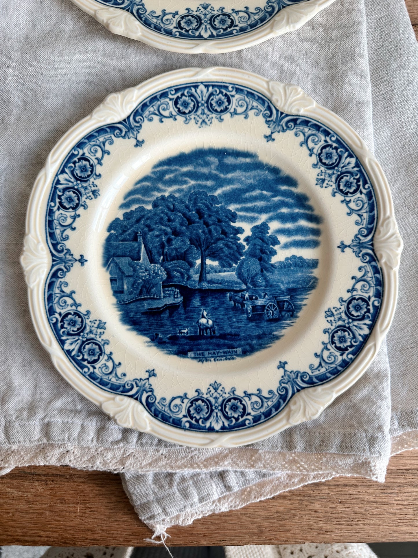 Pair of Antique Grindley Plates, Scenes After Constable