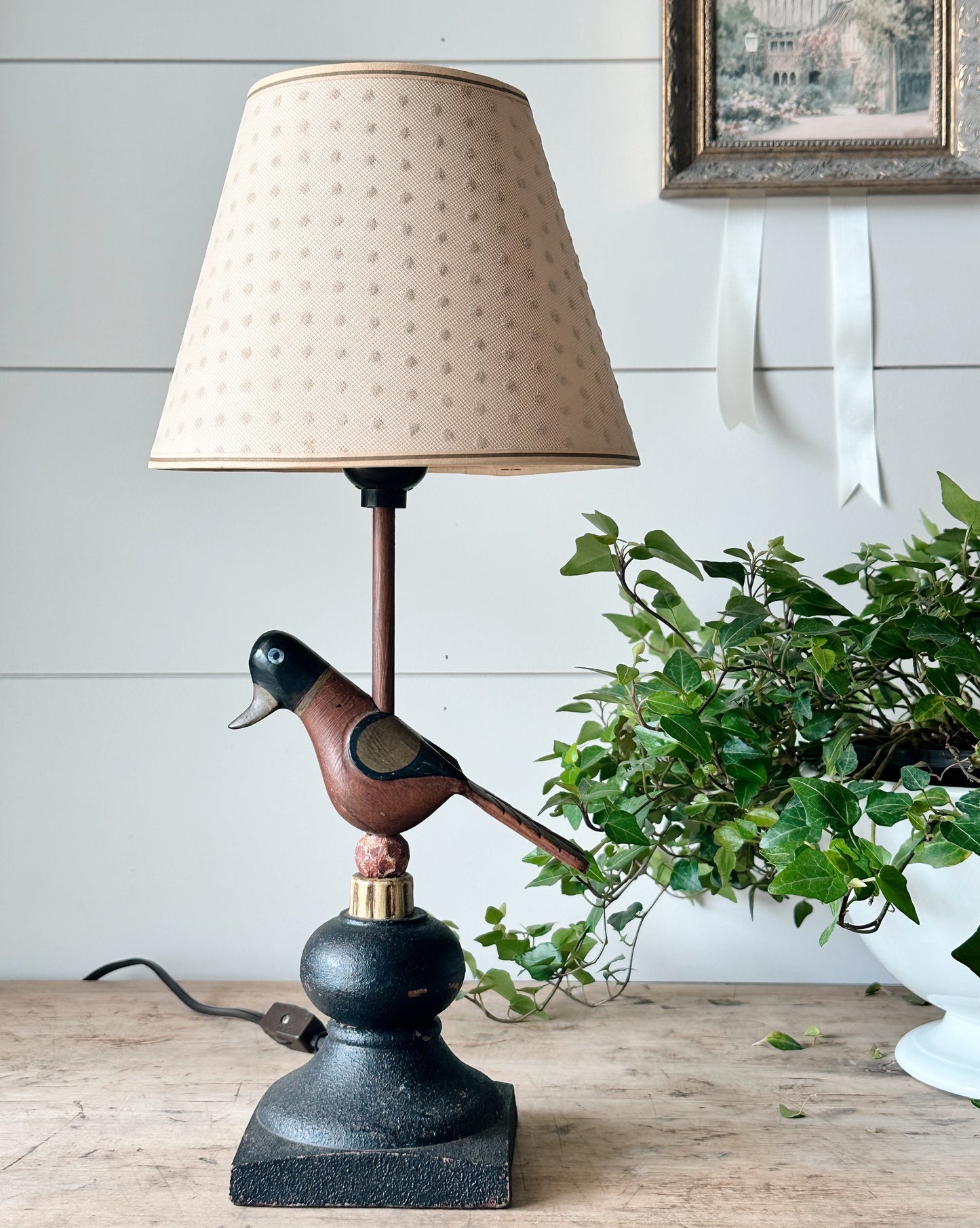 Vintage Bird Lamp & Shade