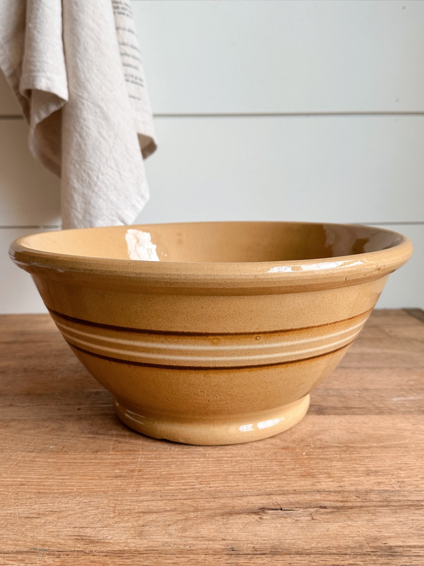 Large Vintage Yellow Ware Mixing Bowl