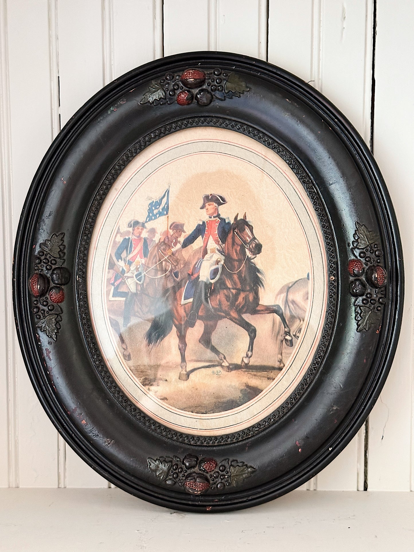 Antique Framed Revolutionary War Print