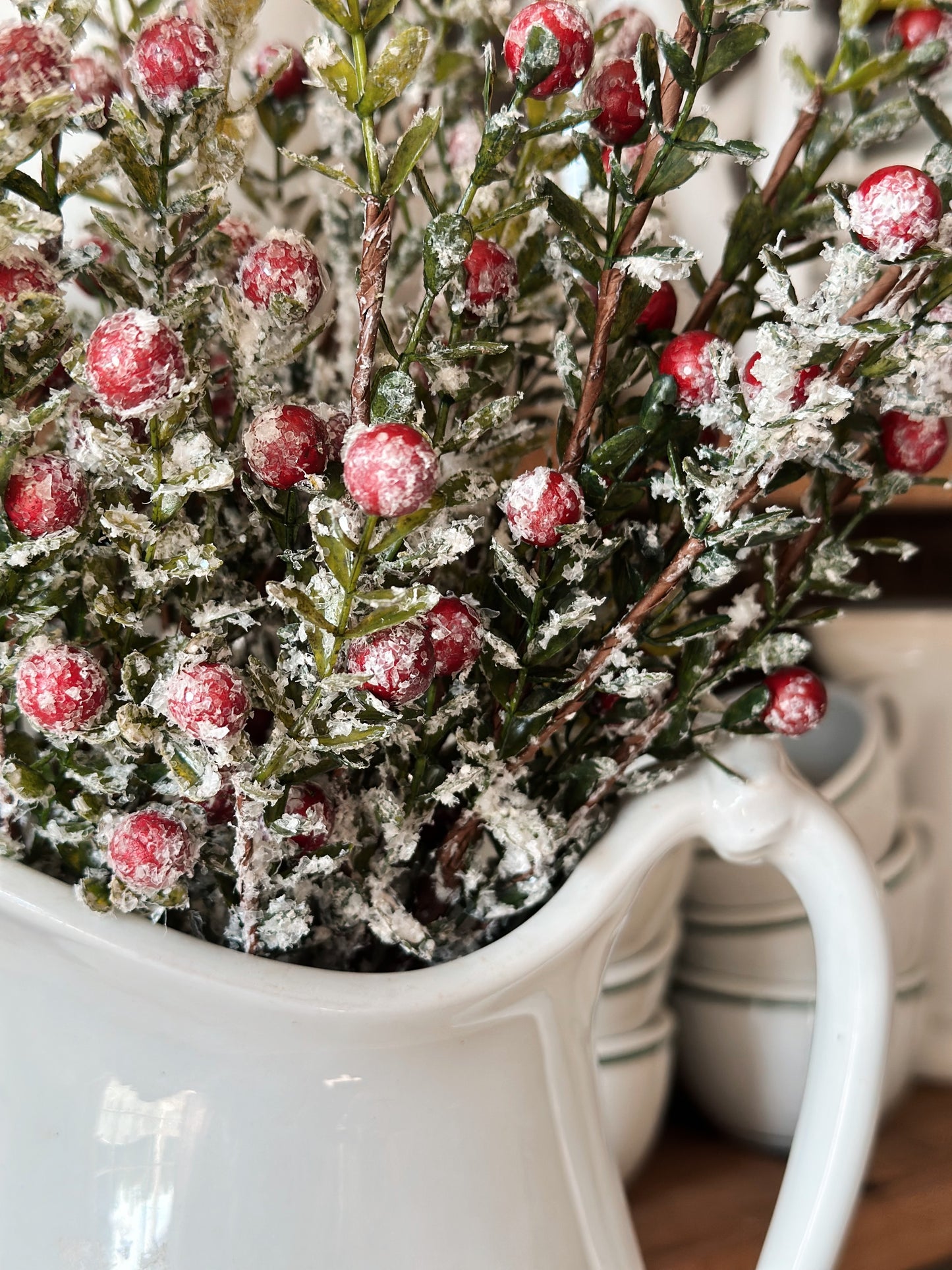 Glittered Snowy Berry Branch