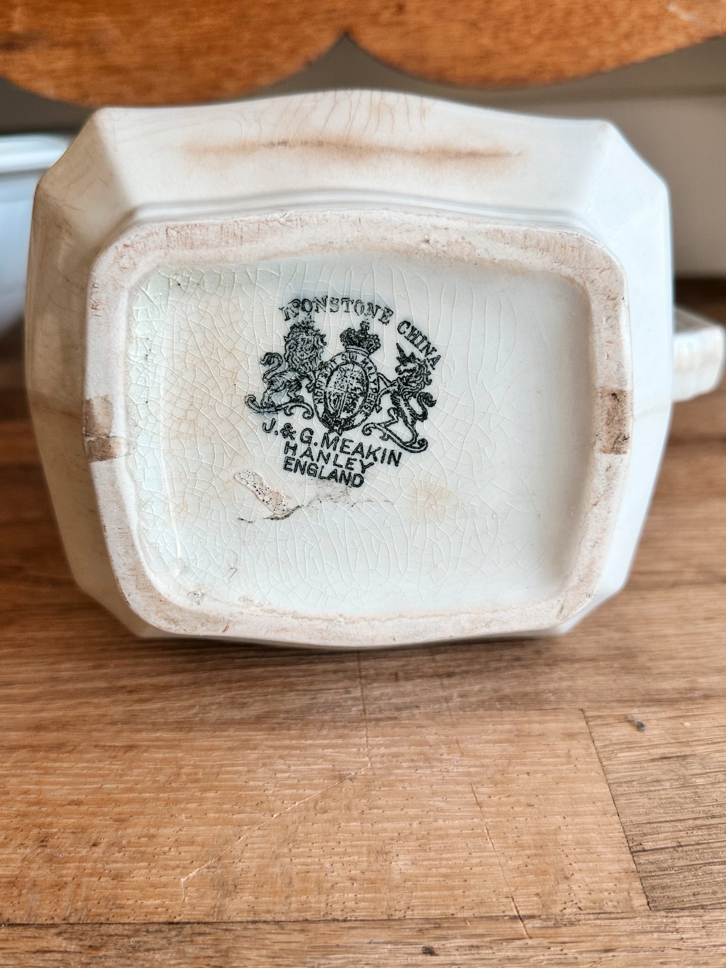 Beautifully Stained J&G Meakin Ironstone Pitcher