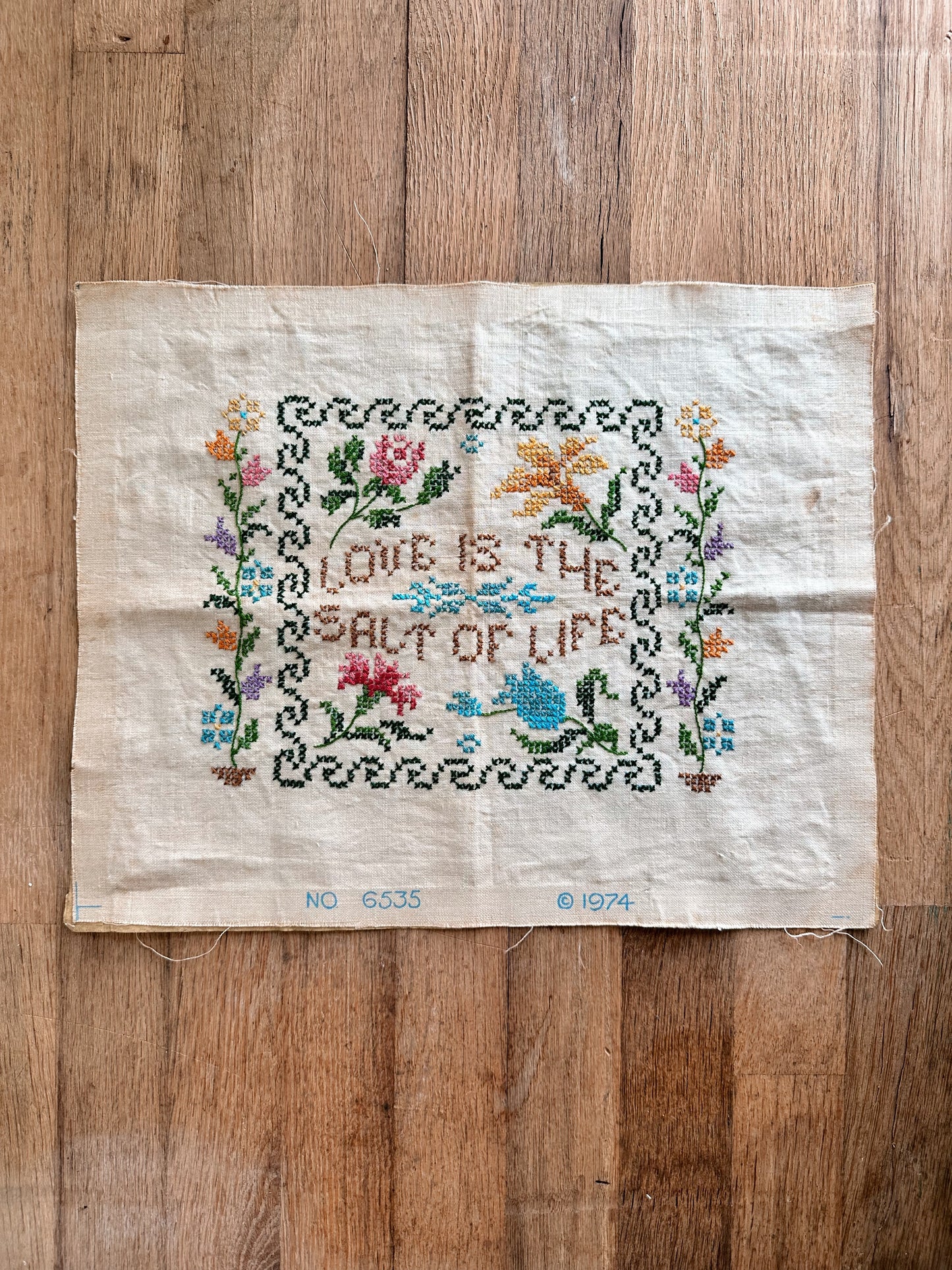 Vintage Cross Stitch on Linen