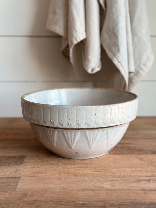 Large Vintage Picket Fence Stoneware Bowl