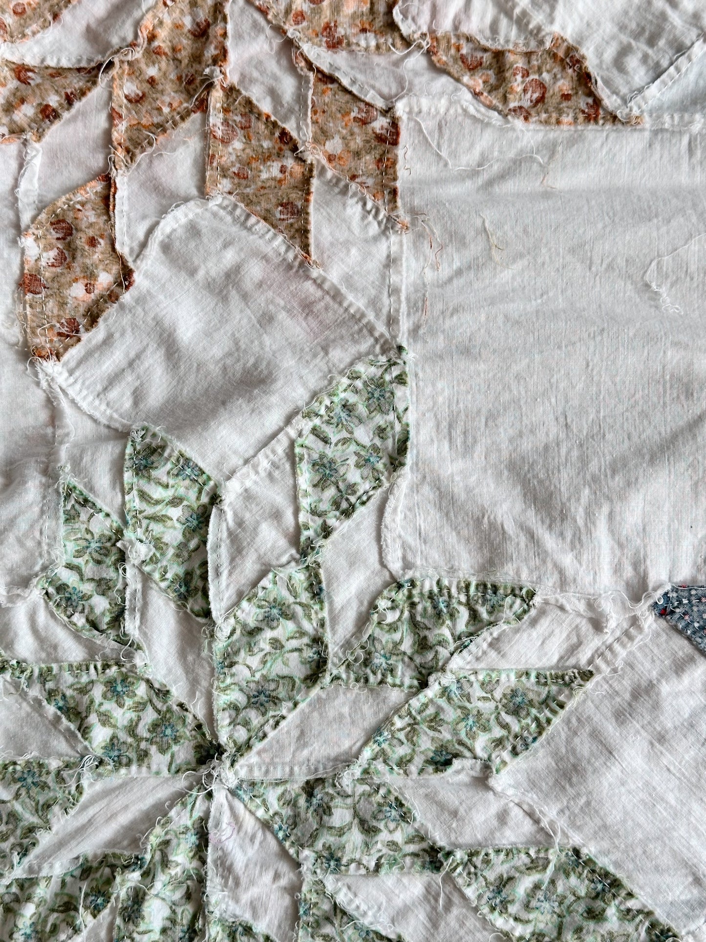 Vintage 1940s Hand-Pieced Star Quilt Top