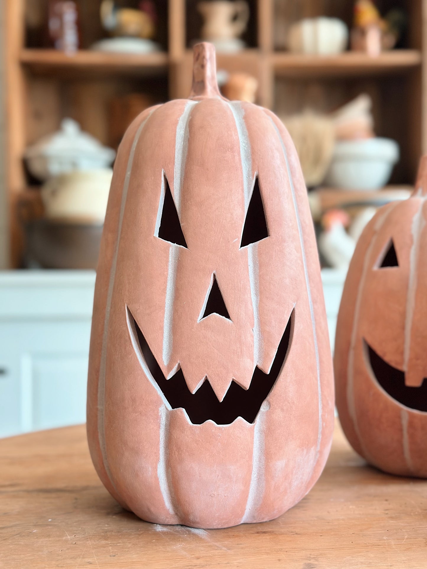 Terracotta Happy Jack-o-Lanterns