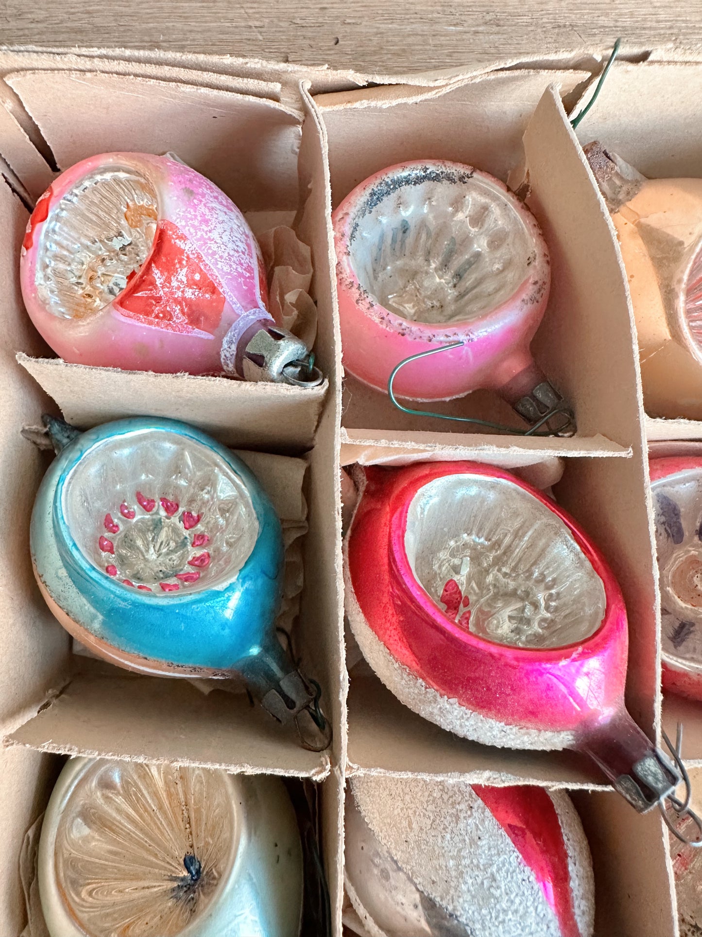 Box of Vintage Polish Fantasia Glass Ornaments