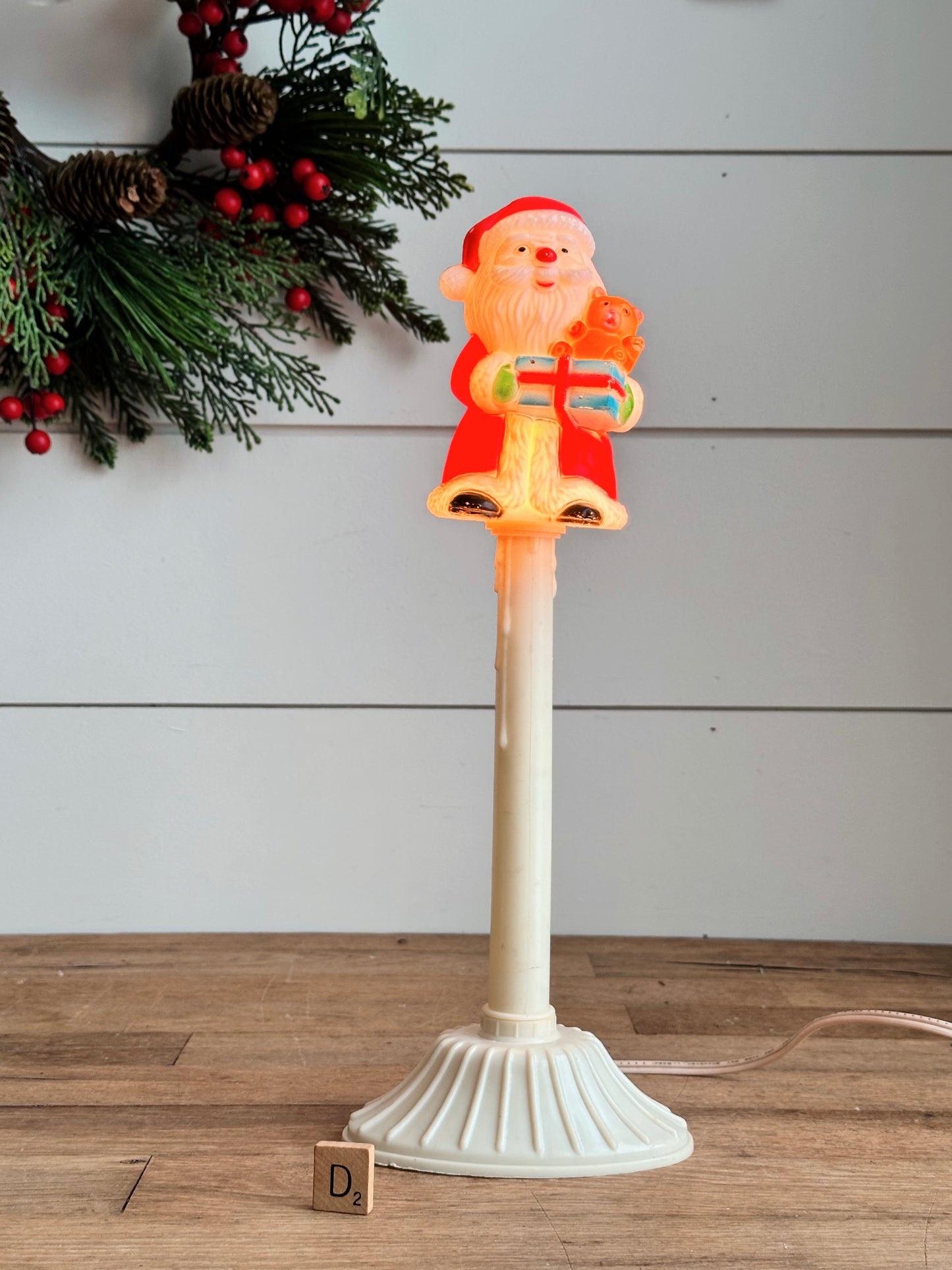 Rare Vintage Electric Santa Blow Mold Window Candle