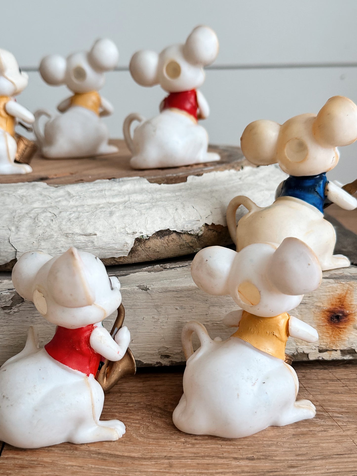 Set of Eight Vintage Mouse Blow Mold String Light Covers