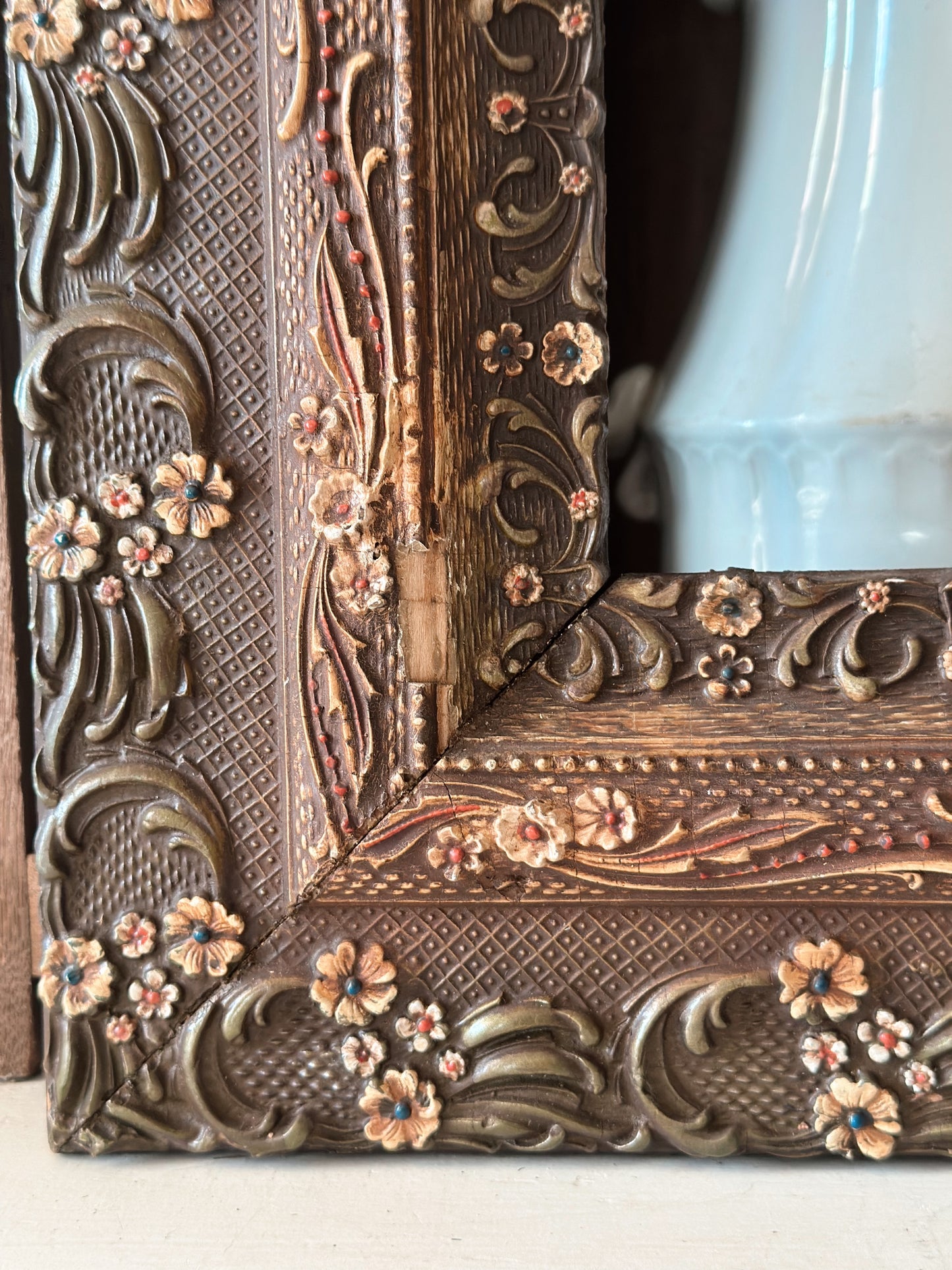 Vintage Floral Wood Frame