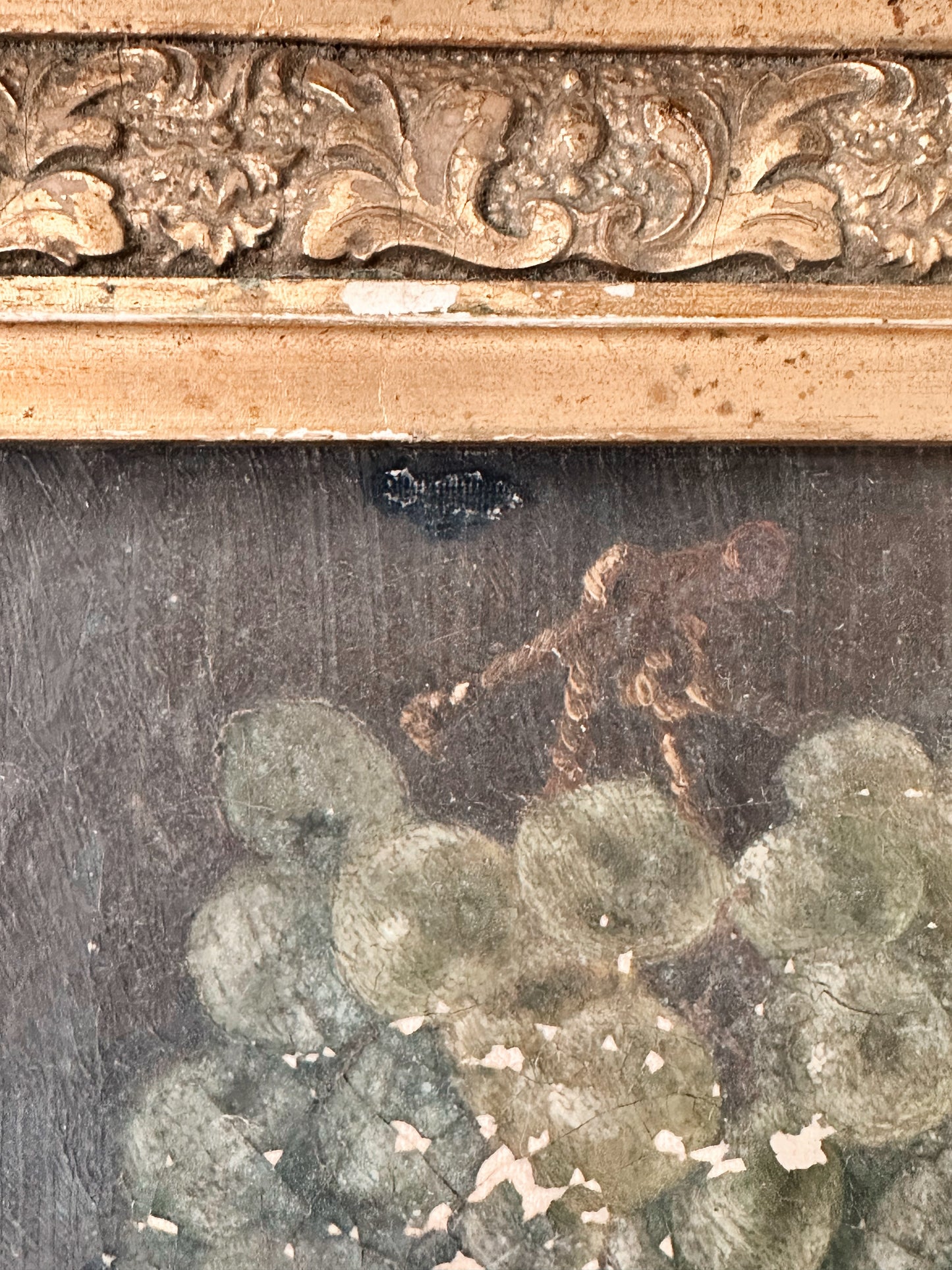 Original Antique Moody Painting of Grapes, Signed & Dated