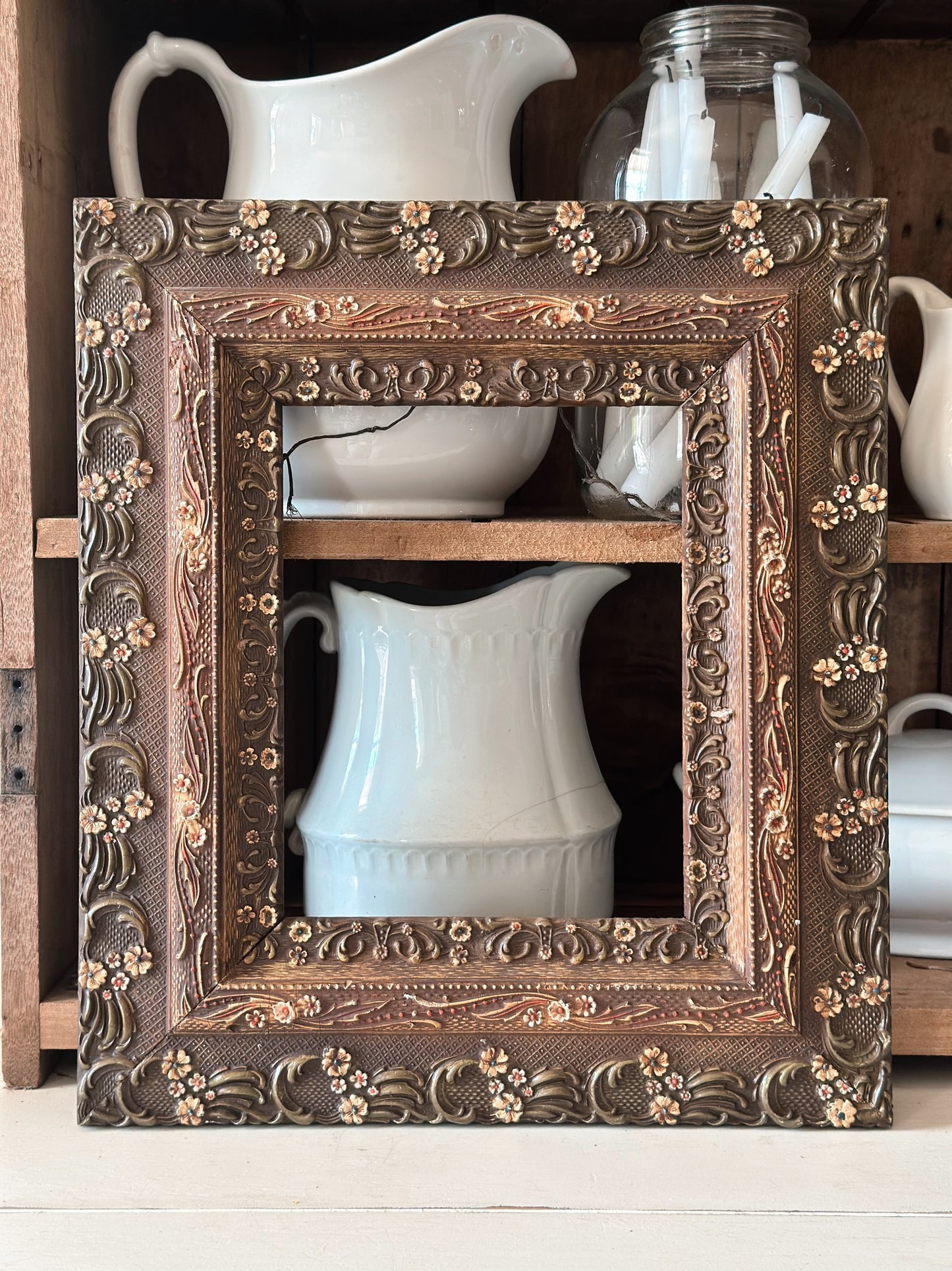 Vintage Floral Wood Frame