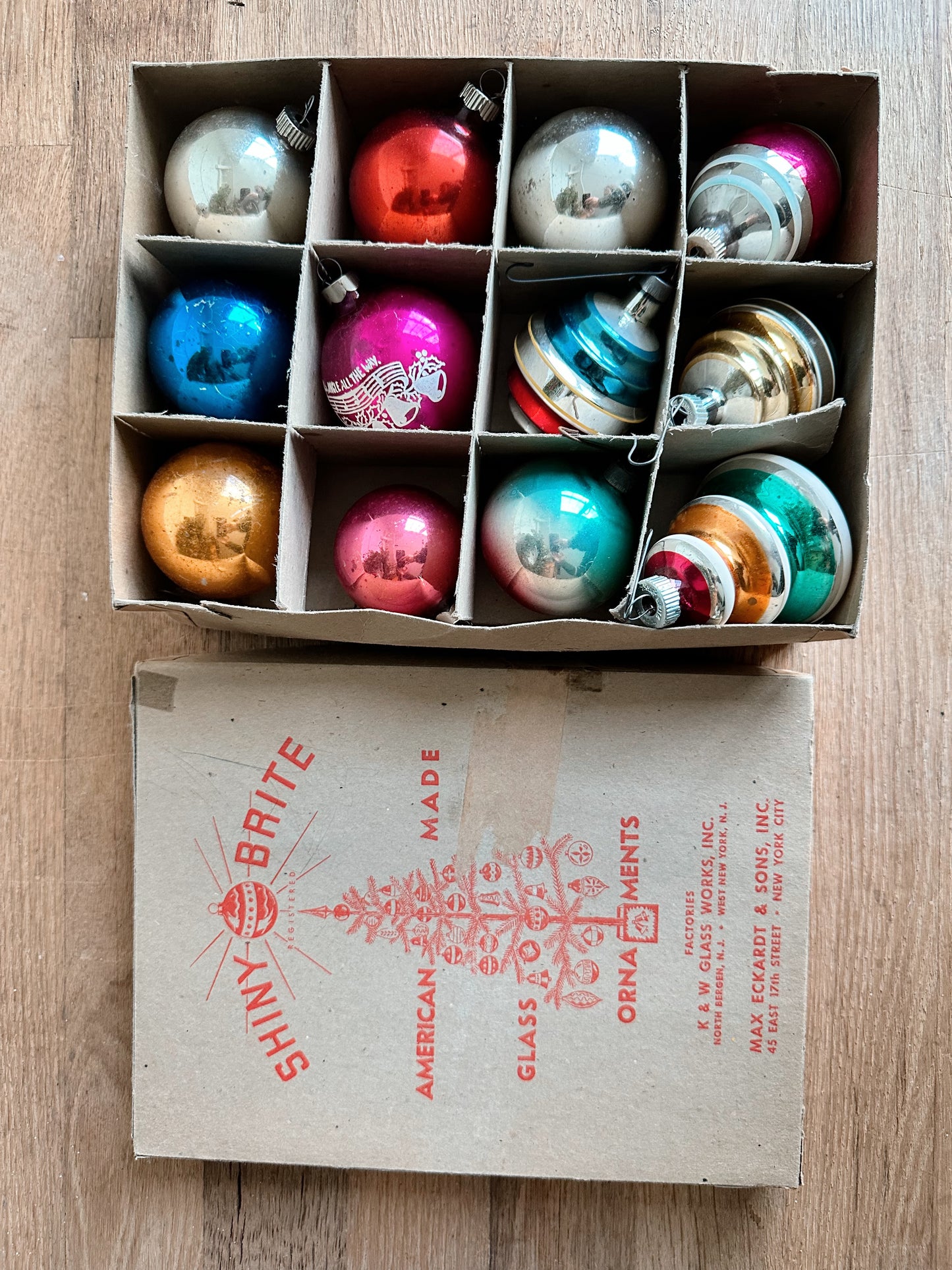 Box of Vintage Shiny Brites (3 unmarked)