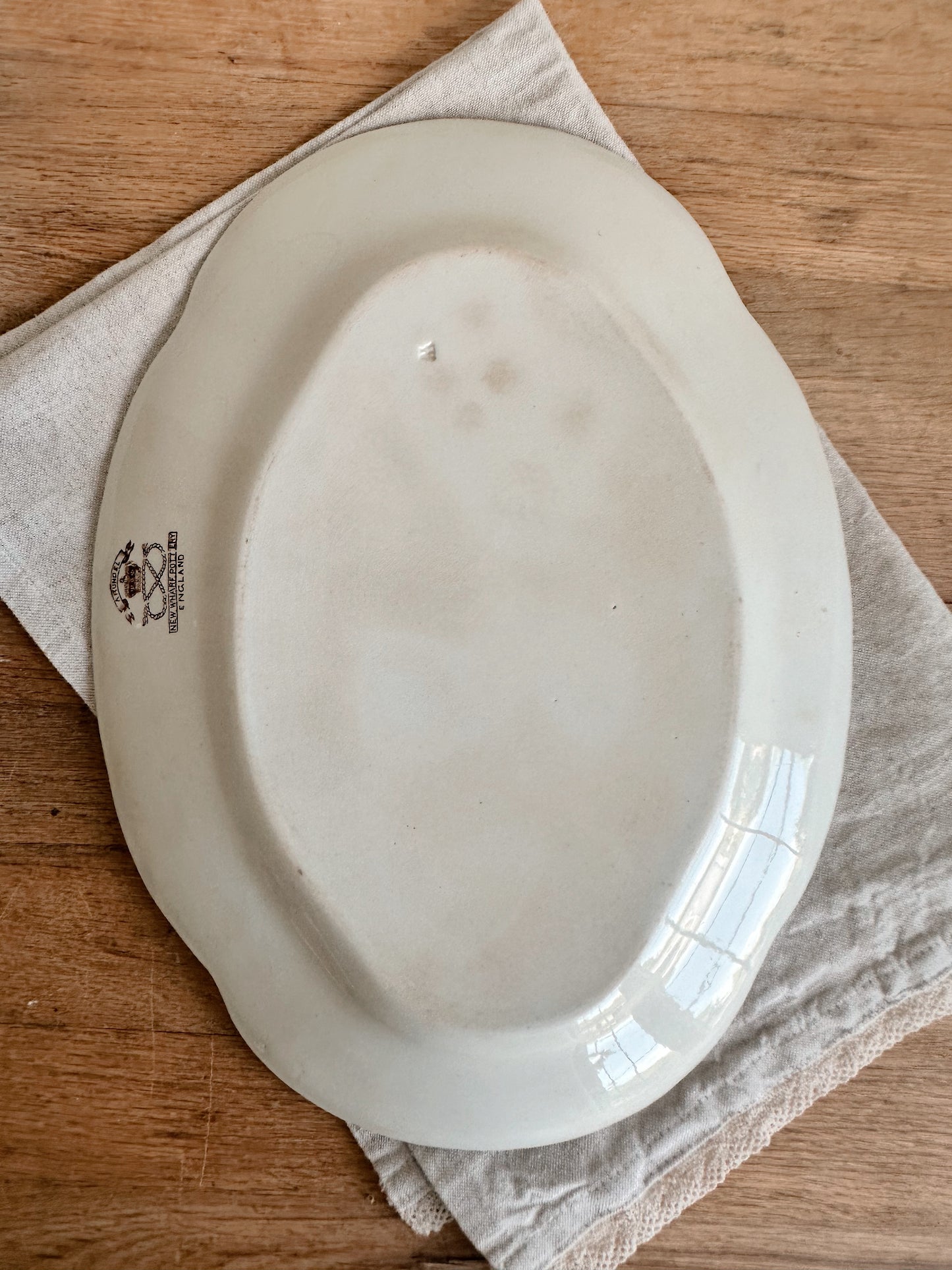 Antique New Wharf Pottery Ironstone Transferware Platter