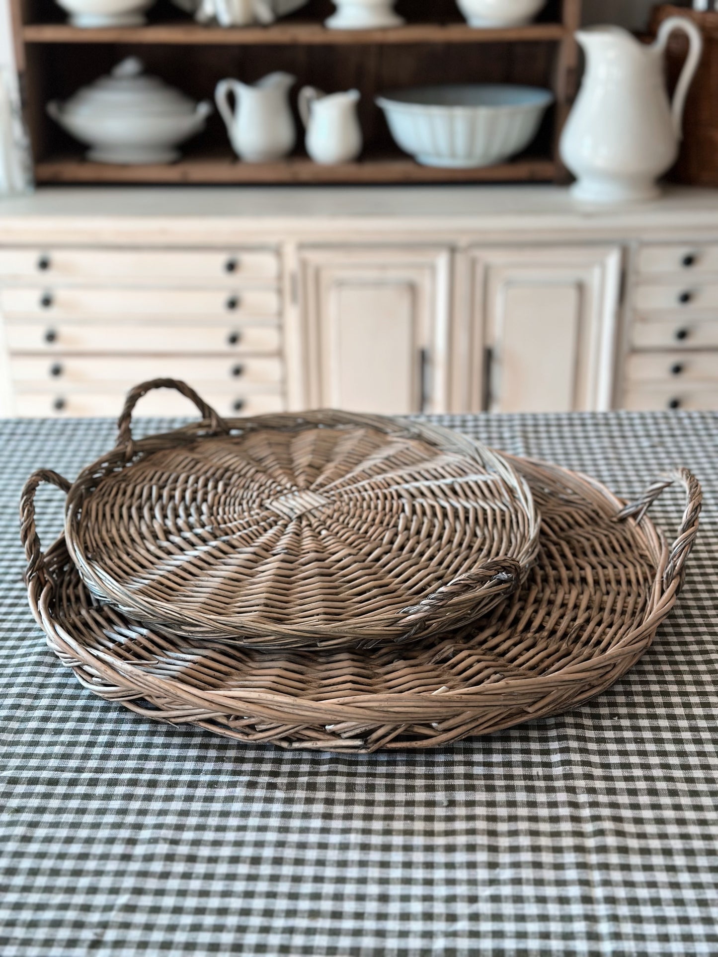 Set of Weathered Wicker Trays
