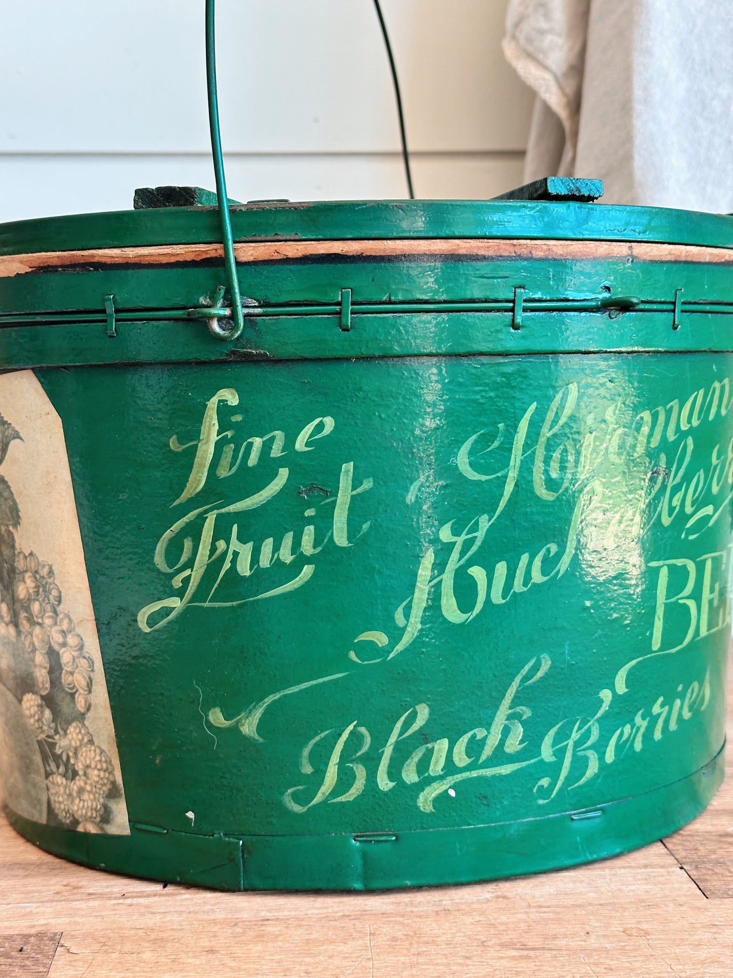 Vintage Hand Painted Berry Bucket