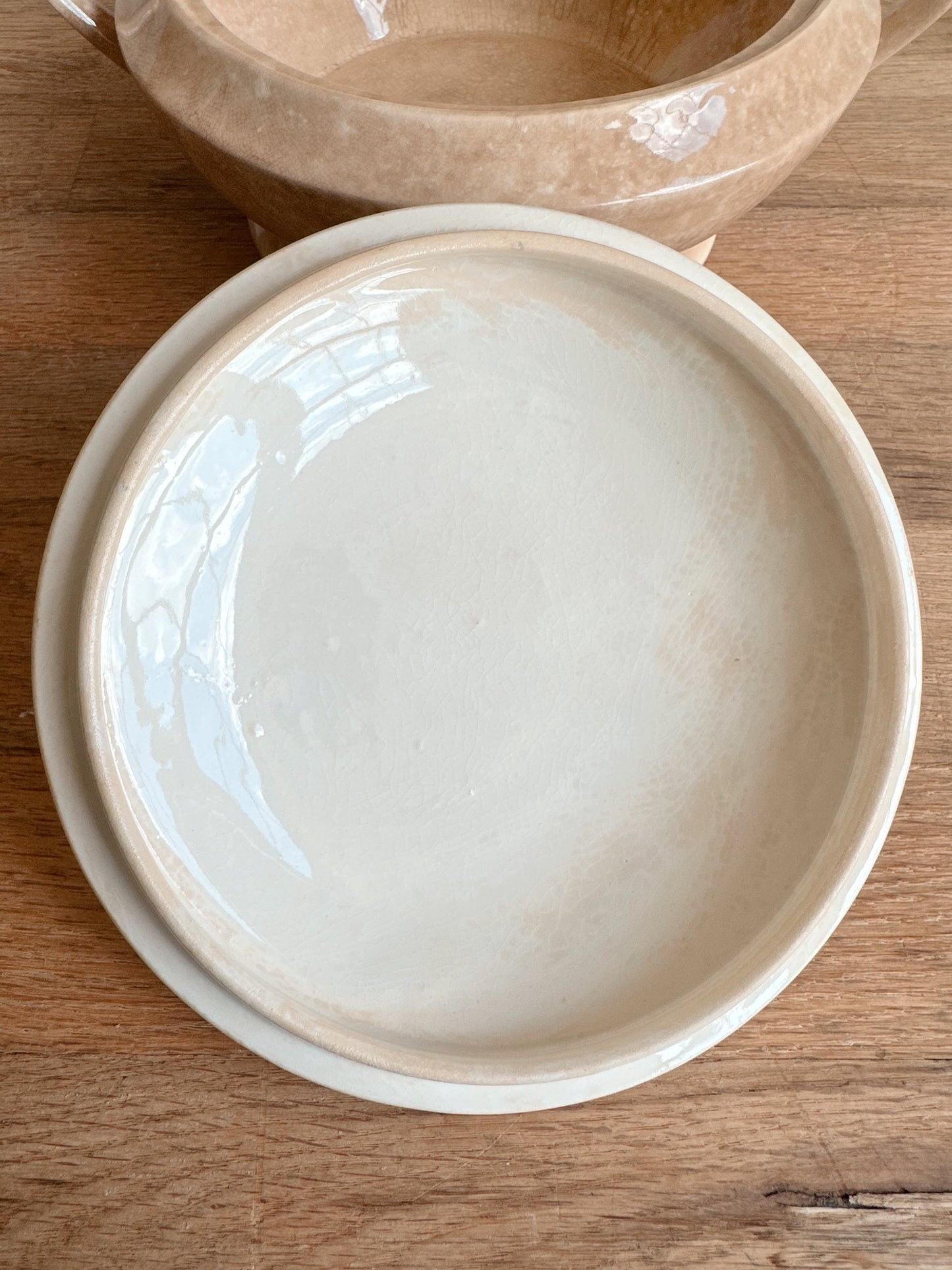 Beautifully Stained Vintage Ironstone Covered Dish