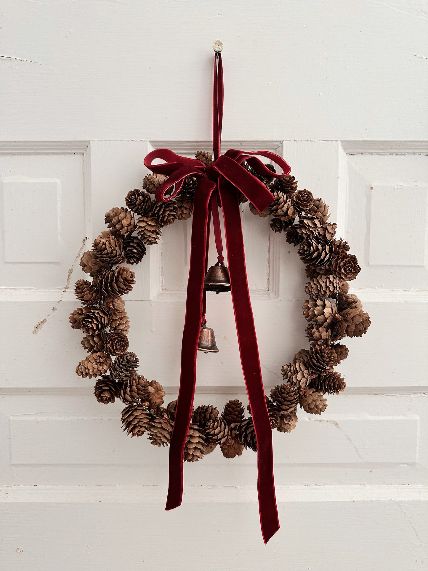 Pinecone Wreath with Bells (small)