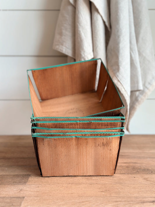 Collection of Six Large Split Cedar Berry Baskets