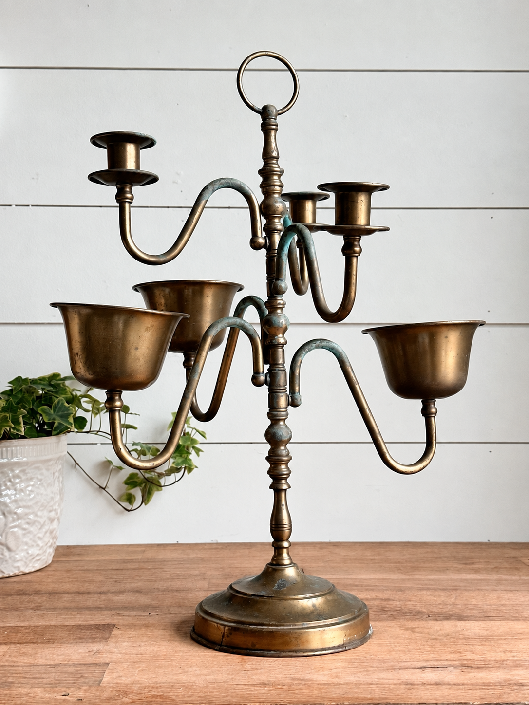 Vintage Brass Candelabra Centerpiece