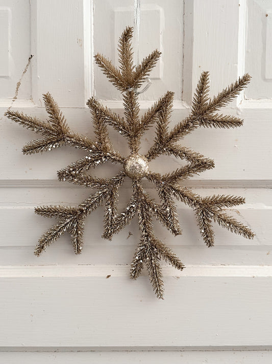 Oversized Platinum Glitter Pine Snowflakes