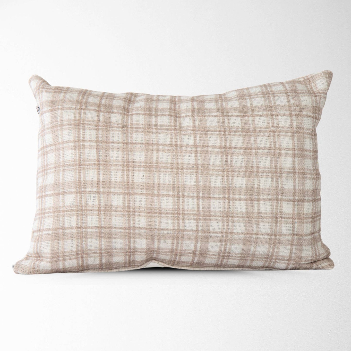 Freya Plaid Lumbar Pillow Cover in Oyster