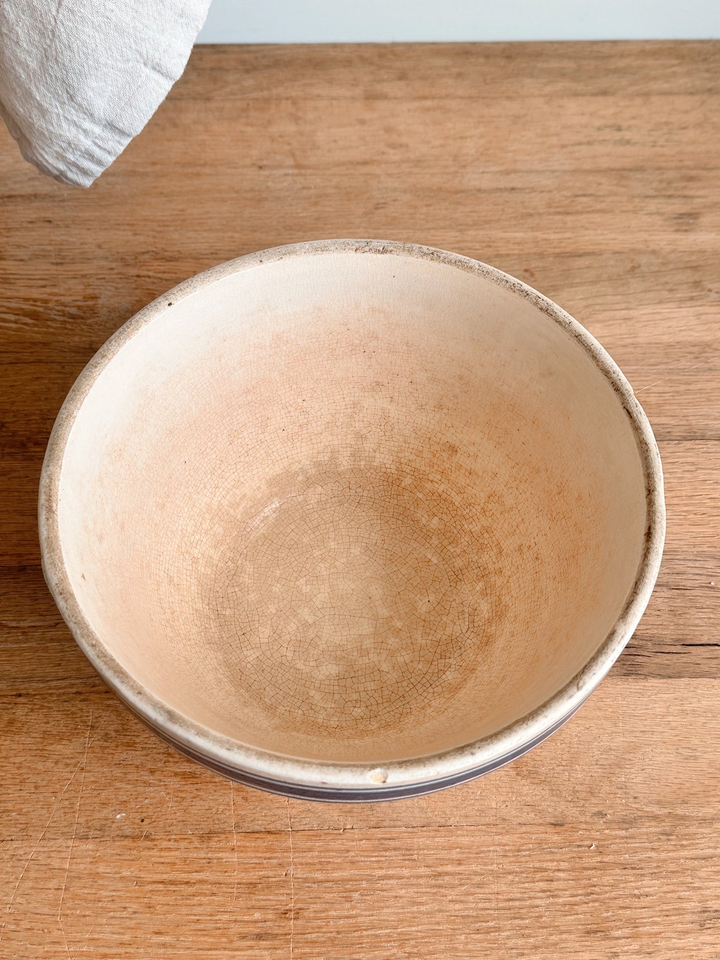 Antique Blue Banded Stoneware Bowl
