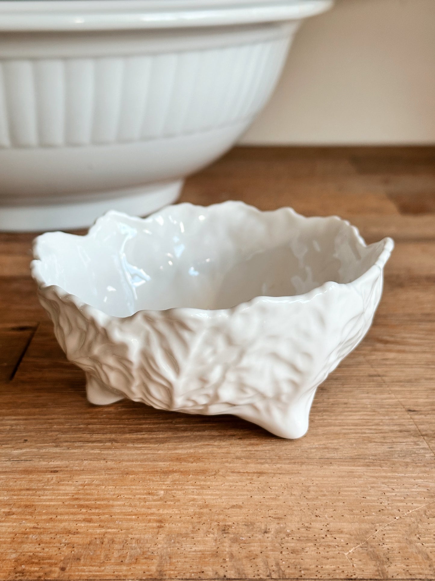 Vintage English Coalport Cabbage Ware Footed Dish