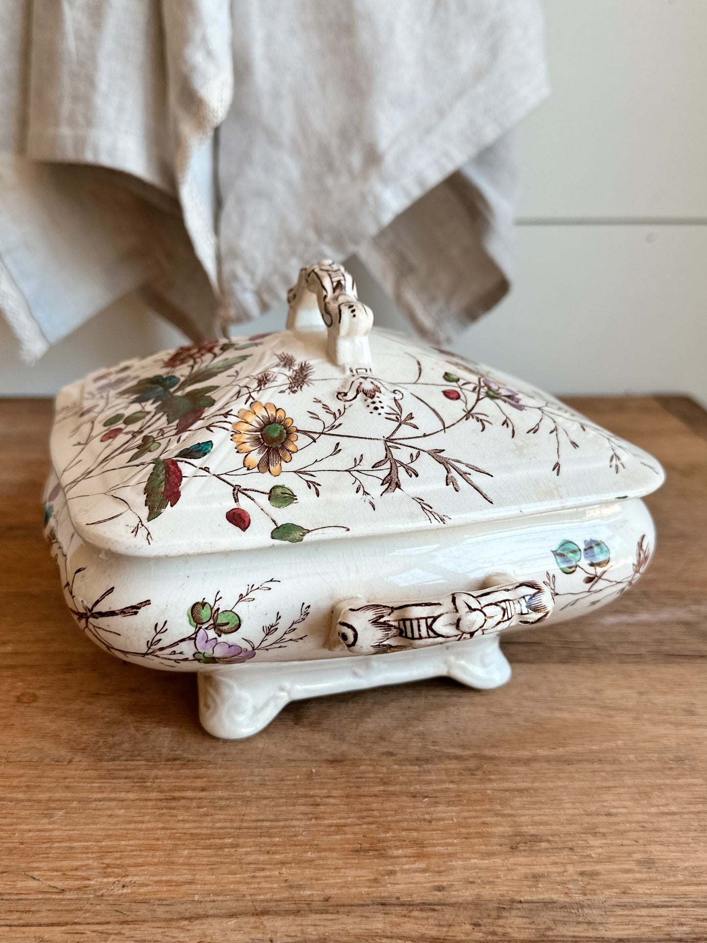 Antique 1801s Florine William Alseger Adderley & Co English Ironstone Covered Vegetable Dish
