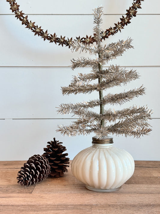 Vintage Glass Oil Lamp Tinsel Tree