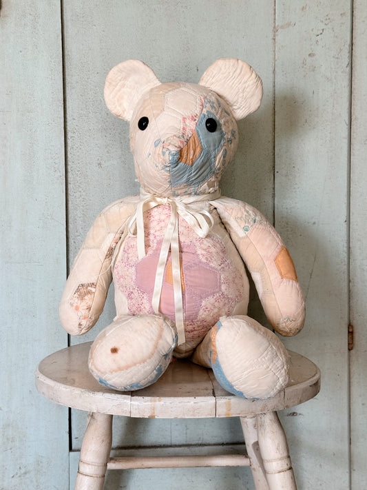 Handmade Vintage Quilt Teddy Bear